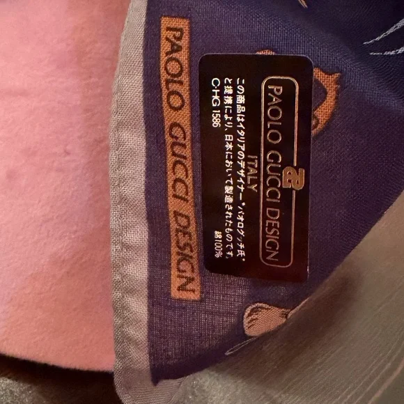 Vintage PAOLO GUCCI Blue Cotton Scarf - Picture 4 of 8